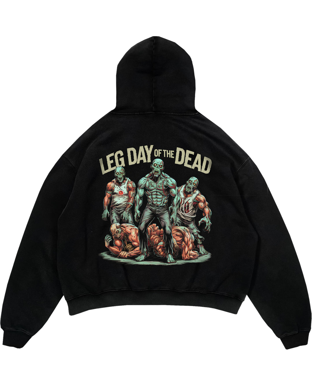 Sudadera con capucha extragrande (impresión en la espalda) del día de los muertos