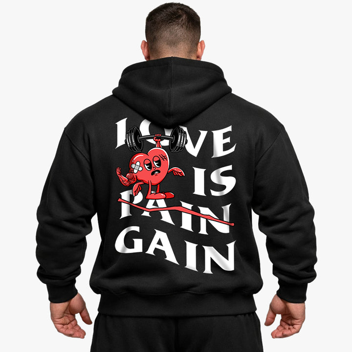Love is Gain sudadera con capucha extragrande (espalda estampada)
